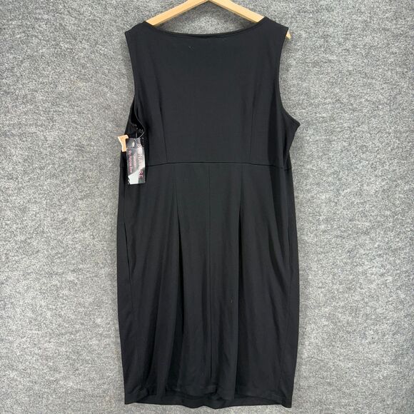 New Signature Dress Women 20W Plus Black Sheath Midi Sleeveless Zipper Rayon - Picture 2 of 7
